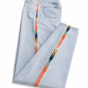 Knox Rose Embroidered Side Stripe Skinny Jeans Sz 2 High Rise Stretch Denim